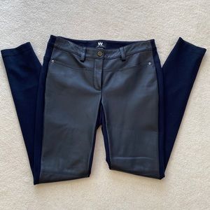 Like new W by Worth Navy Leather Stretch Skinny Ankle Pants